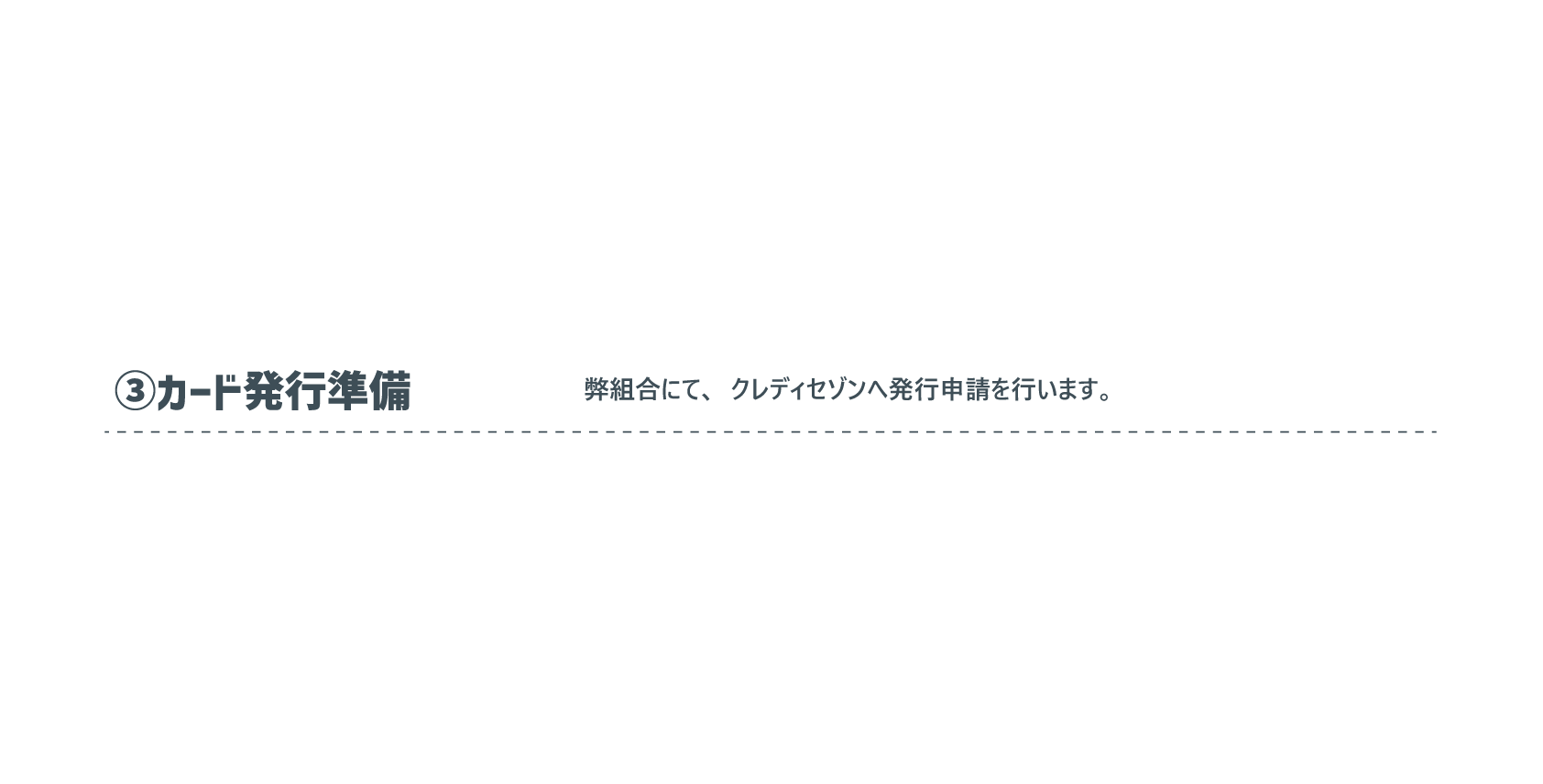 ③カード発行準備：弊組合にて、クレディセゾンへ発行申請を行います。